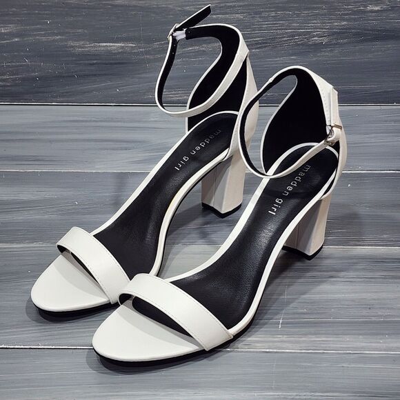 MADDEN GIRL Womens White‎ Beella Round Toe Block Heel Heeled Sandal 11 M - Picture 2 of 11